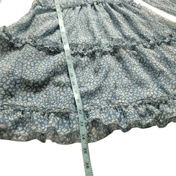 Womens Spring Summer Deep V Neck Ruffle Long Sleeve Floral Print Mini Dress Sz S - Picture 7 of 12